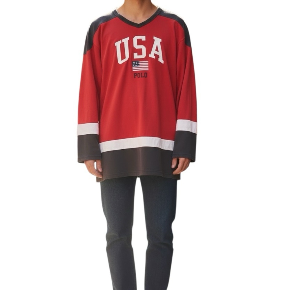 Polo by Ralph Lauren Red and Black USA Hockey Jersey
